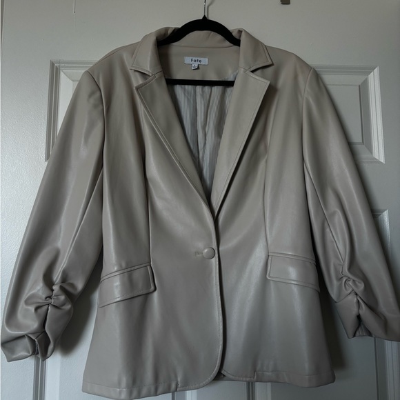 Fate Jackets & Blazers - Fate Faux Leather Blazer in Cream